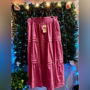 Entro Rosy Pink Tiered Maxi Skirt